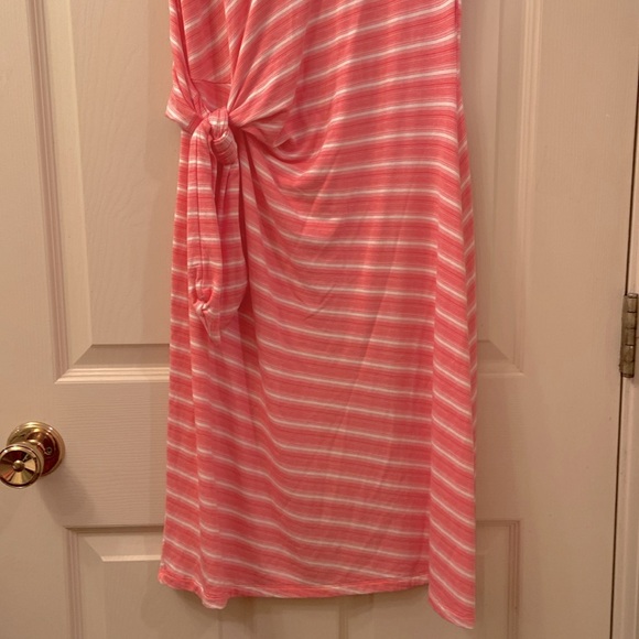 Talbots Dress Sleeveless Tie at Waist Casual Beach Pink White Stripe WM SZ M - Picture 5 of 11